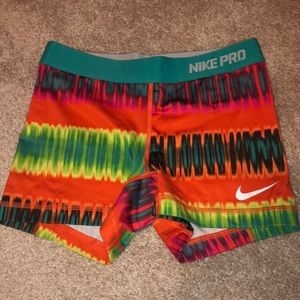 colorful nike pro shorts size small